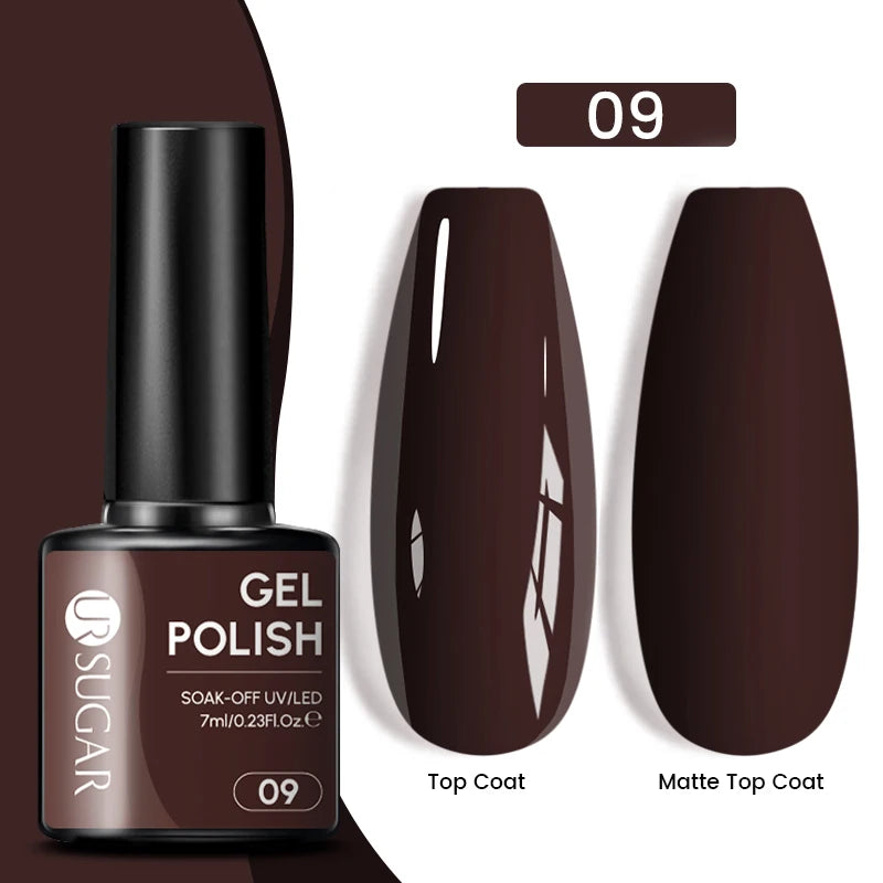 UR SUGAR 7ML Valentine’s Day Gel Nail Polish 107 Colors Classic Black Red Glitter Semi Permanent Autumn Soak Off UV Gel Varnish