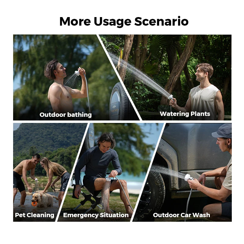 Portable Electric Outdoor Camping Shower Pump IPX7 Waterproof Rechargeable Camping Shower For OutdoorShower Dish Washing