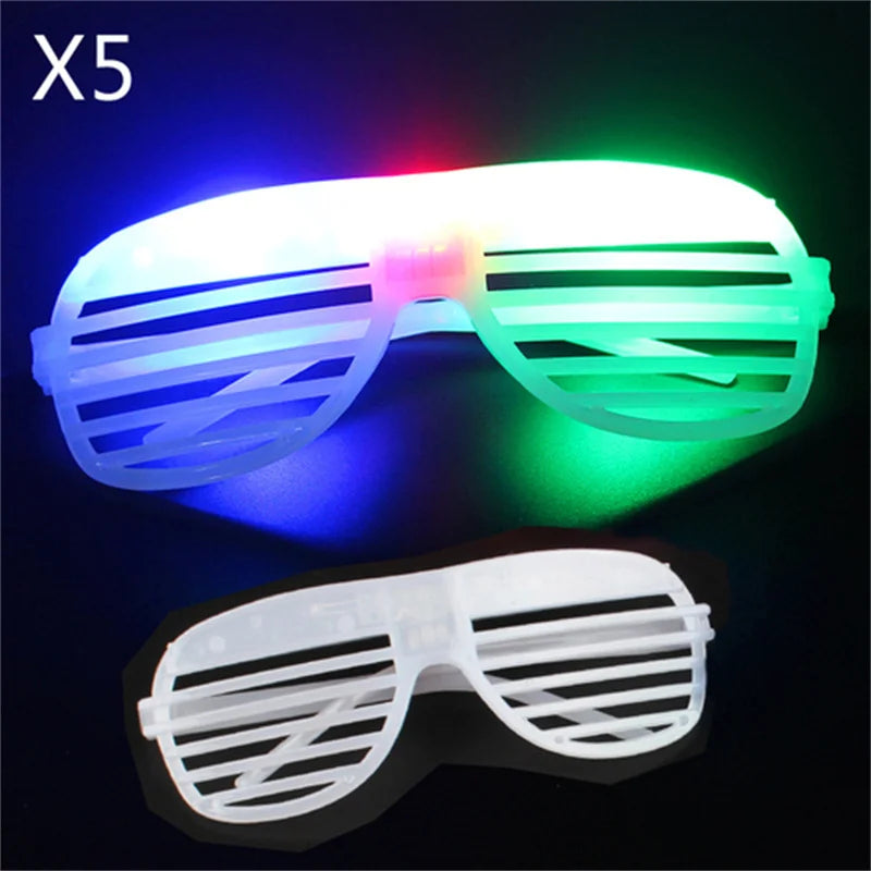 5Pc LED Luminous Blinds Glasses Adult Children Role Playing Props Halloween Party Wedding Bachelorette Party Bar Gift Decoration