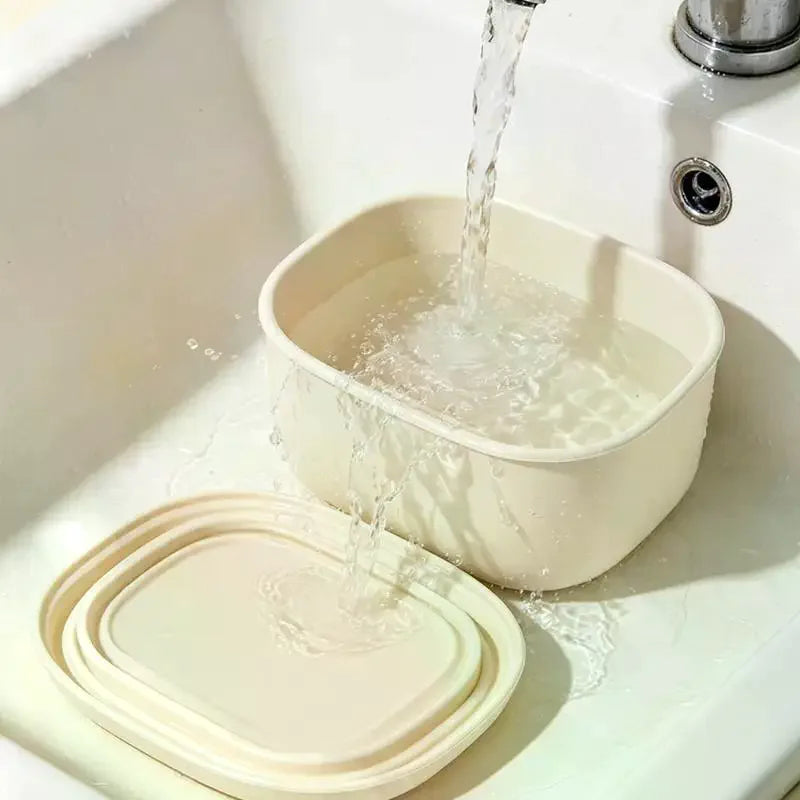 1/3Pcs New Food Grade Silicone Lunch Box With Lid Leak Proof 200 300 600ML Microwave Safe Food Container For Picnic
