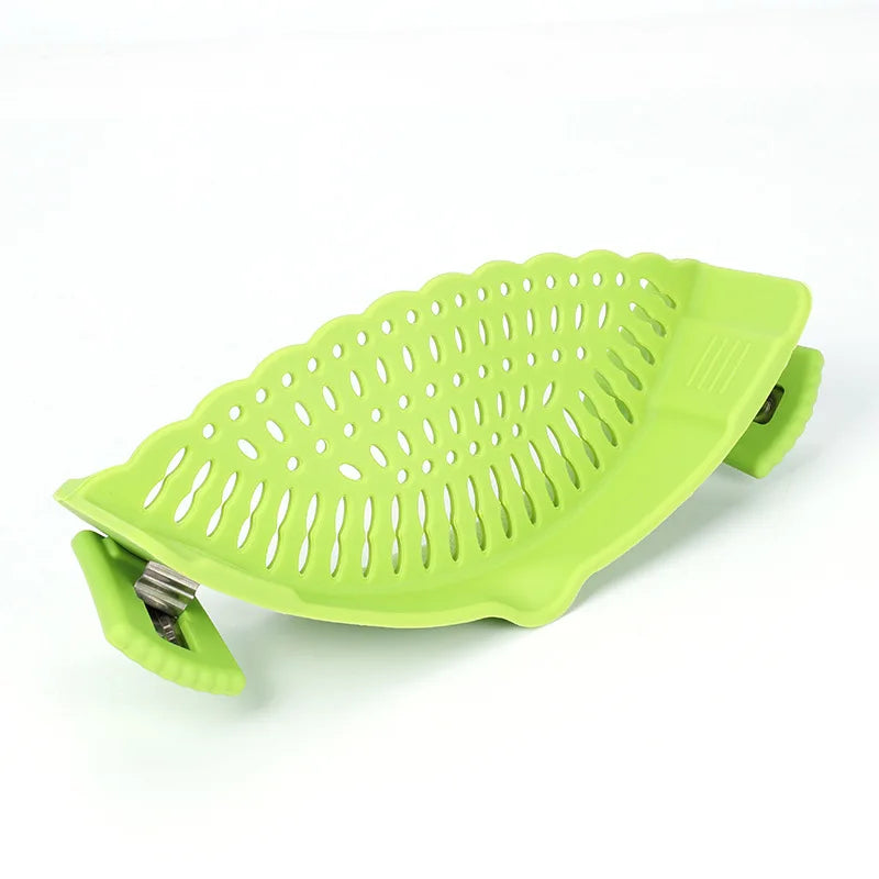 Silicone Strainer Clip-on Pan Pot Side Drainer Fruit Vegetable Noodle Drainage Filter Pour Baffle Colander Kitchen Gadgets