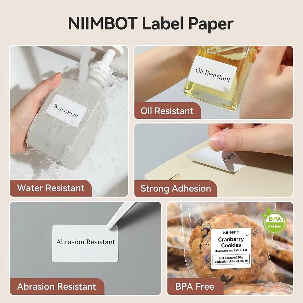 NIIMBOT B21/B1/B3S Full white series Thermal Label Sticker Paper Printable 20-50mm