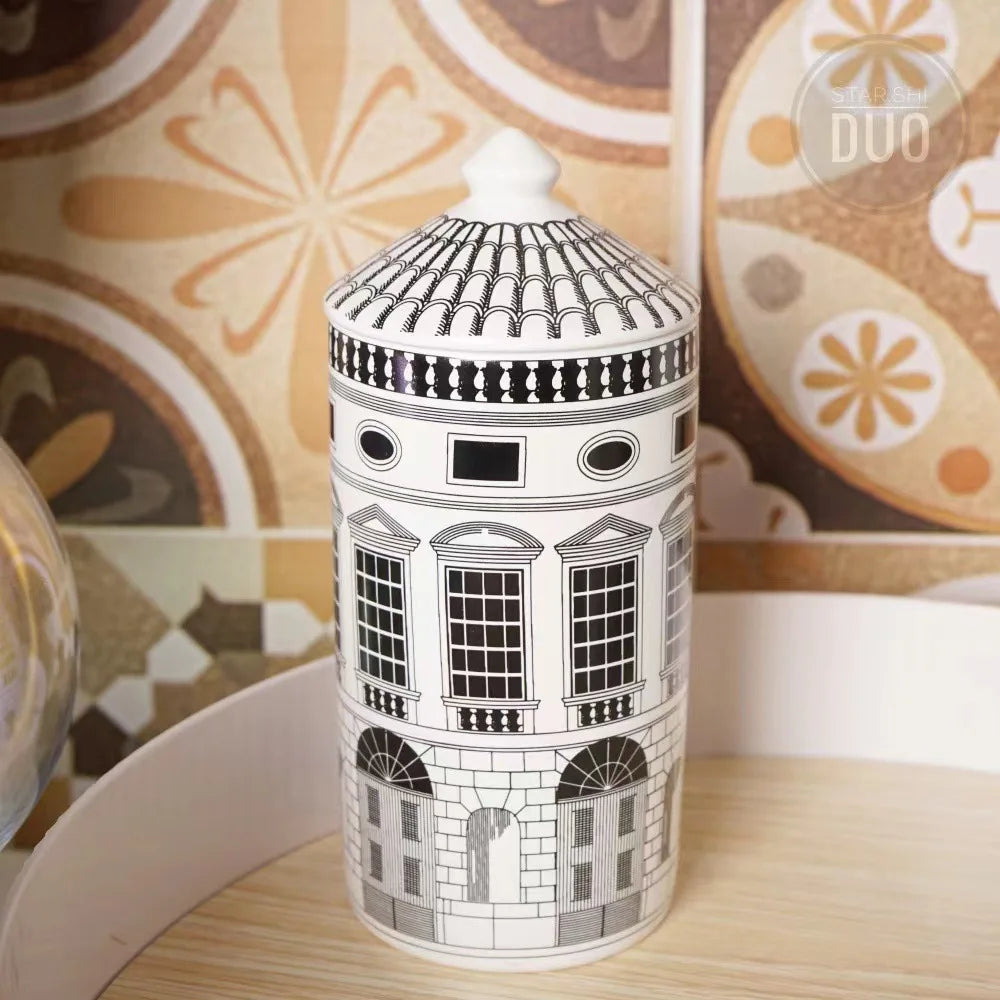 Modern Ceramic Jewelry Cosmetic Cotton Swab Storage Box Candle Holder Tabletop Building Craft Decoration Scented Candle Jar New