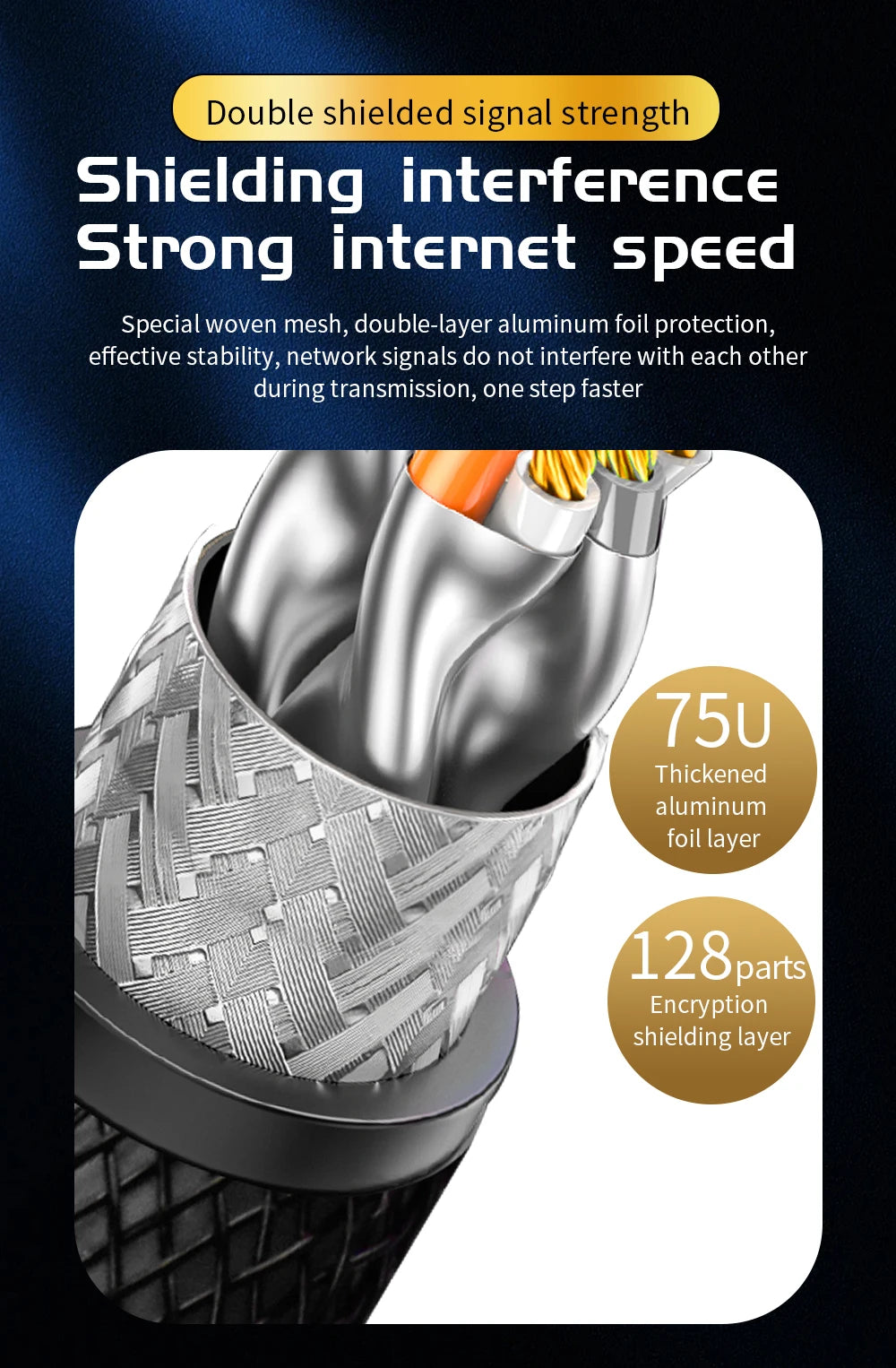 Super Speed RJ45 Network Cable Cat8 Cat7 Cat6A Ethernet Cable 40Gbps 2000MHz Laptop Internet LAN Cable for PS4 Wifi Router