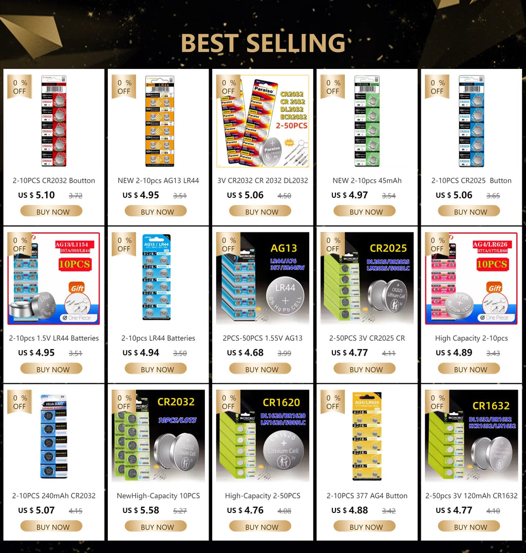 New2-50PCS CR2032 3V Lithium Battery CR 2032 Button Battery For Watch Toy Calculator Car Remote Control Button Coin Cell