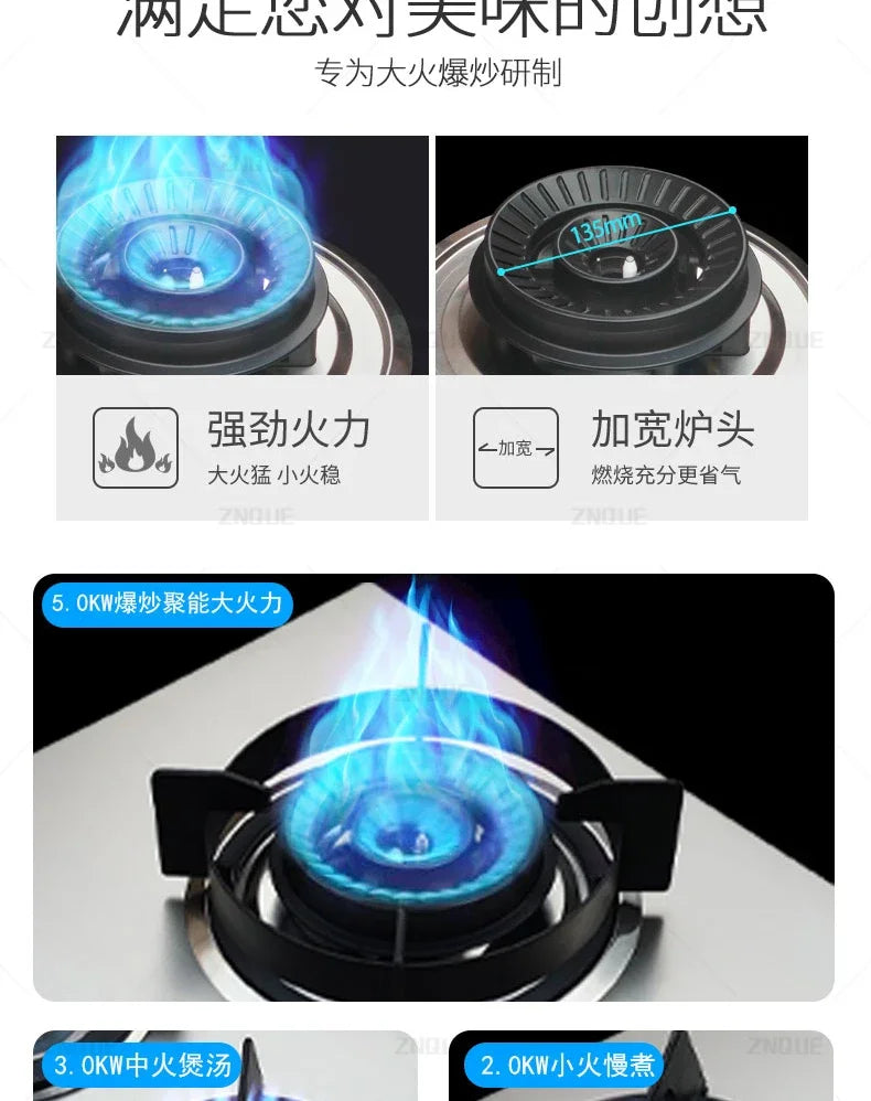3-Burner Stainless Steel Gas Hob European Style Built-in Natural Gas Kitchen Stove