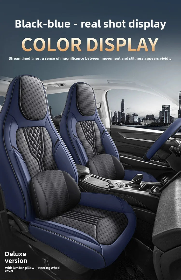 Universal Sporty Seat Luxury Car Seat Full Cover Perforated Breathable Leather Sedan SUV. Cushion Car Seat Full Cover Protection