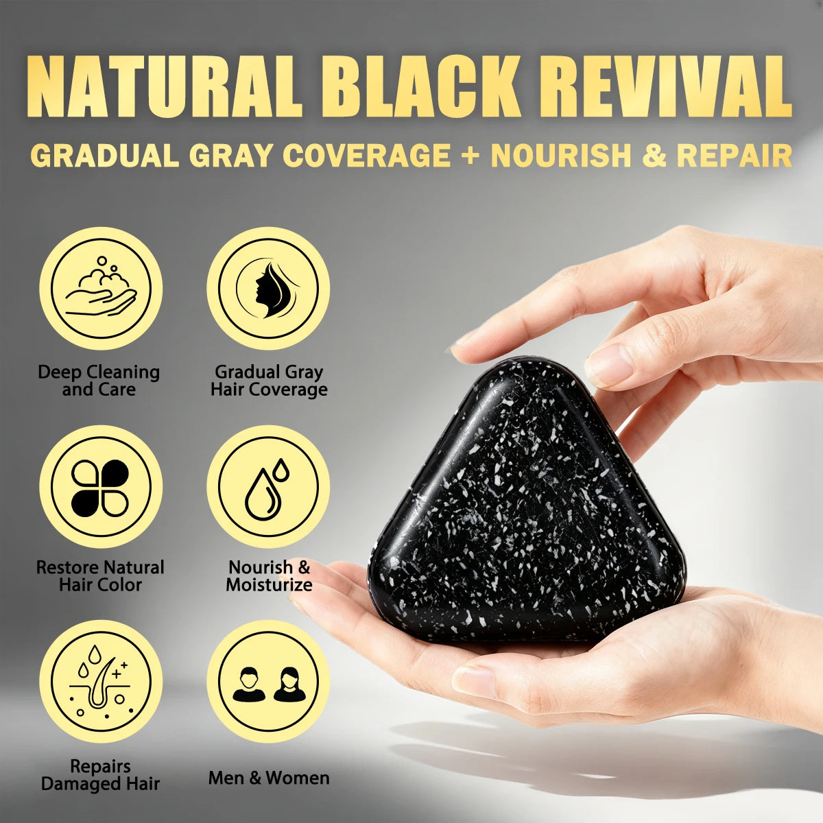 WOZUTUNT Natural Black Shampoo Soap Ganoderma Polygonum Multiflorum Nourishing Gradually Repairing Gray Hair Herbal Hair Bar Kit