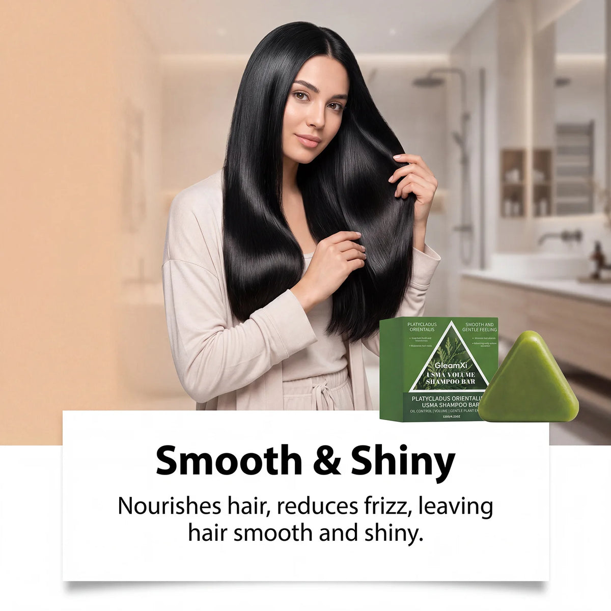 GleamXi Shampoo Bar Oil Control Deep Scalp Cleansing Protect Scalp Barrier Volumizing Hair Shiny Reduce Frizz Solid Shampoo 120g