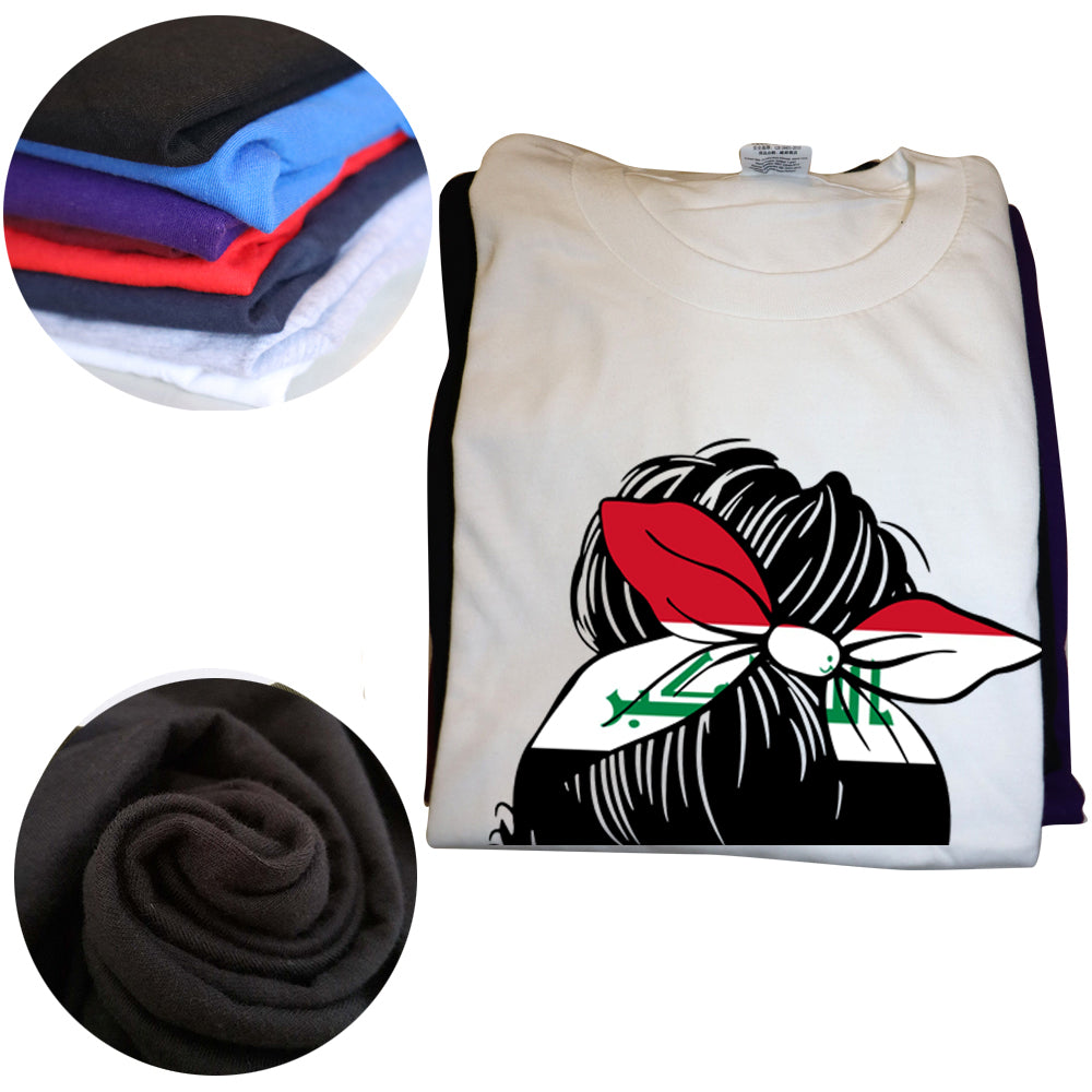Funny Iraqi Iraq Girl Woman Flag T Shirts Summer Tee Tops Round Neck Short-Sleeve Fashion Tshirt Clothing Casual Basic T-shirts