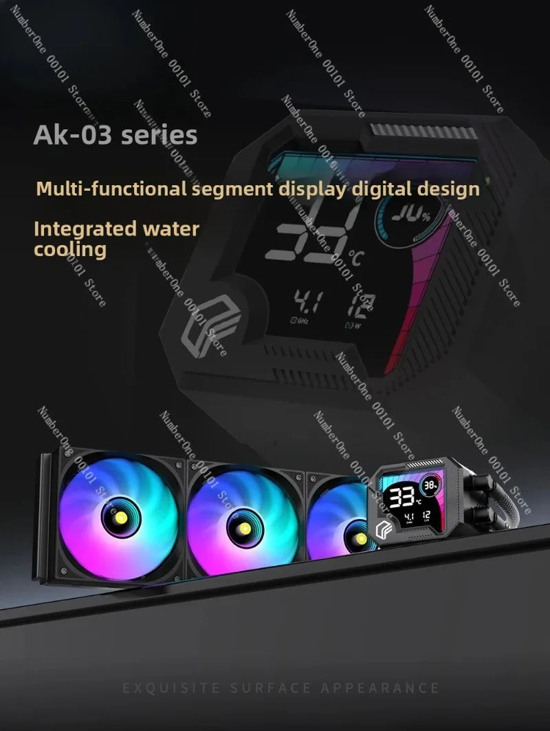 360 ARGB CPU Liquid Cooler with Segment Code Screen Temperature Display