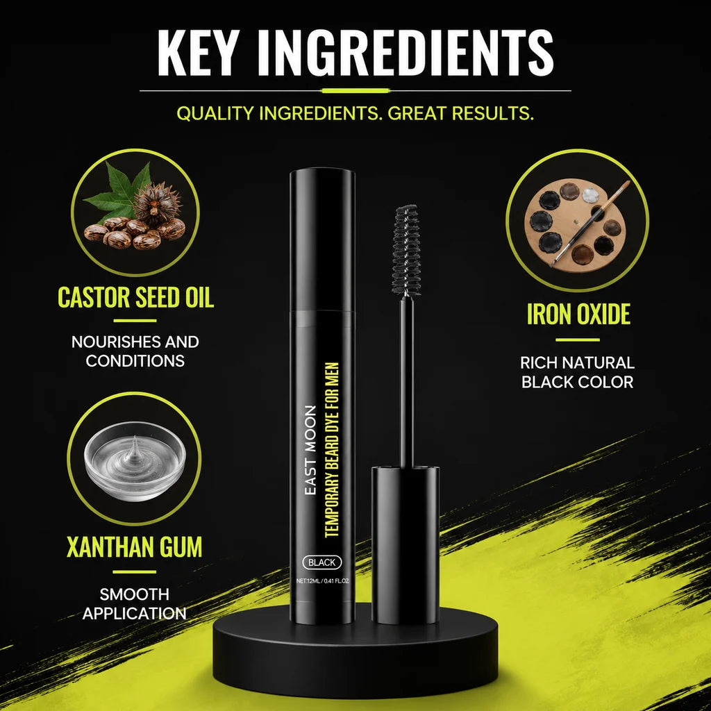 Black Beard Dye Gel Stick Men Eyebrow Touch Up Gel Temporary Beard Dye Natural Black Beard Color Stick Castor Oil Beard Gel 12ml