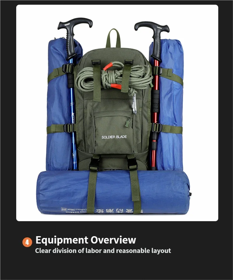 40L Travel Tactical Backpack Men Women Outdoor Travel Cycling Large Capacity Waterproof Lightweight Weight-Lifting Hiking Bag
