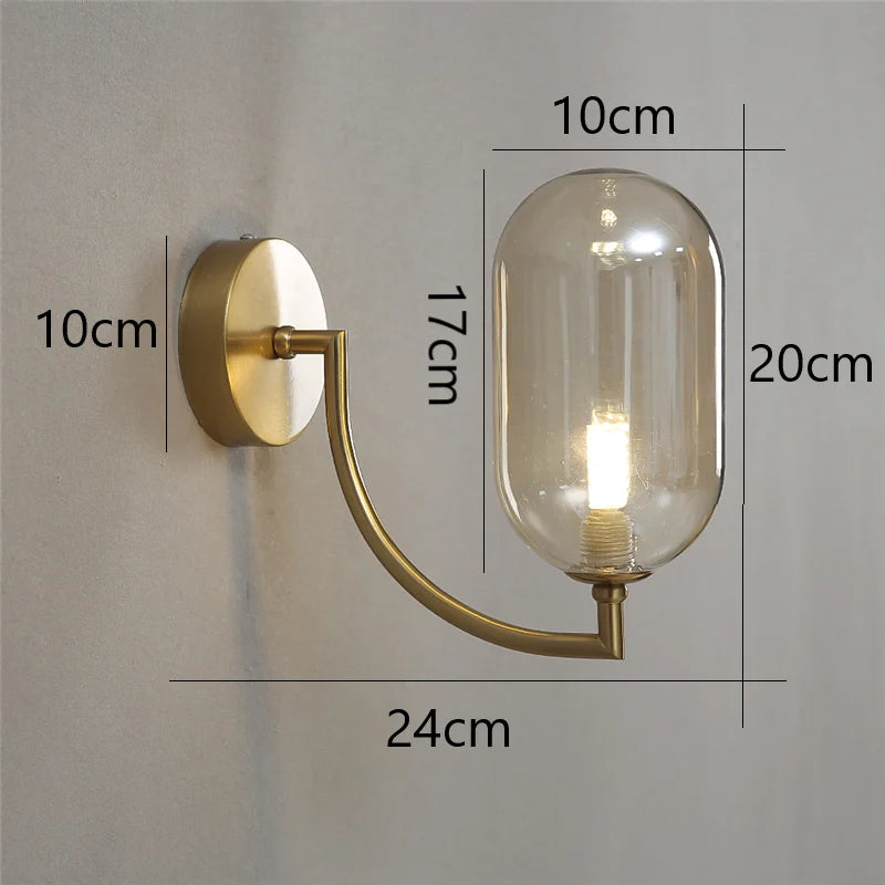 Modern Glass Wall Lamps Nordic Minimalism Creative Living Room Study Decorative Lighting Fixtures LED Bedroom Bedside Wall Light