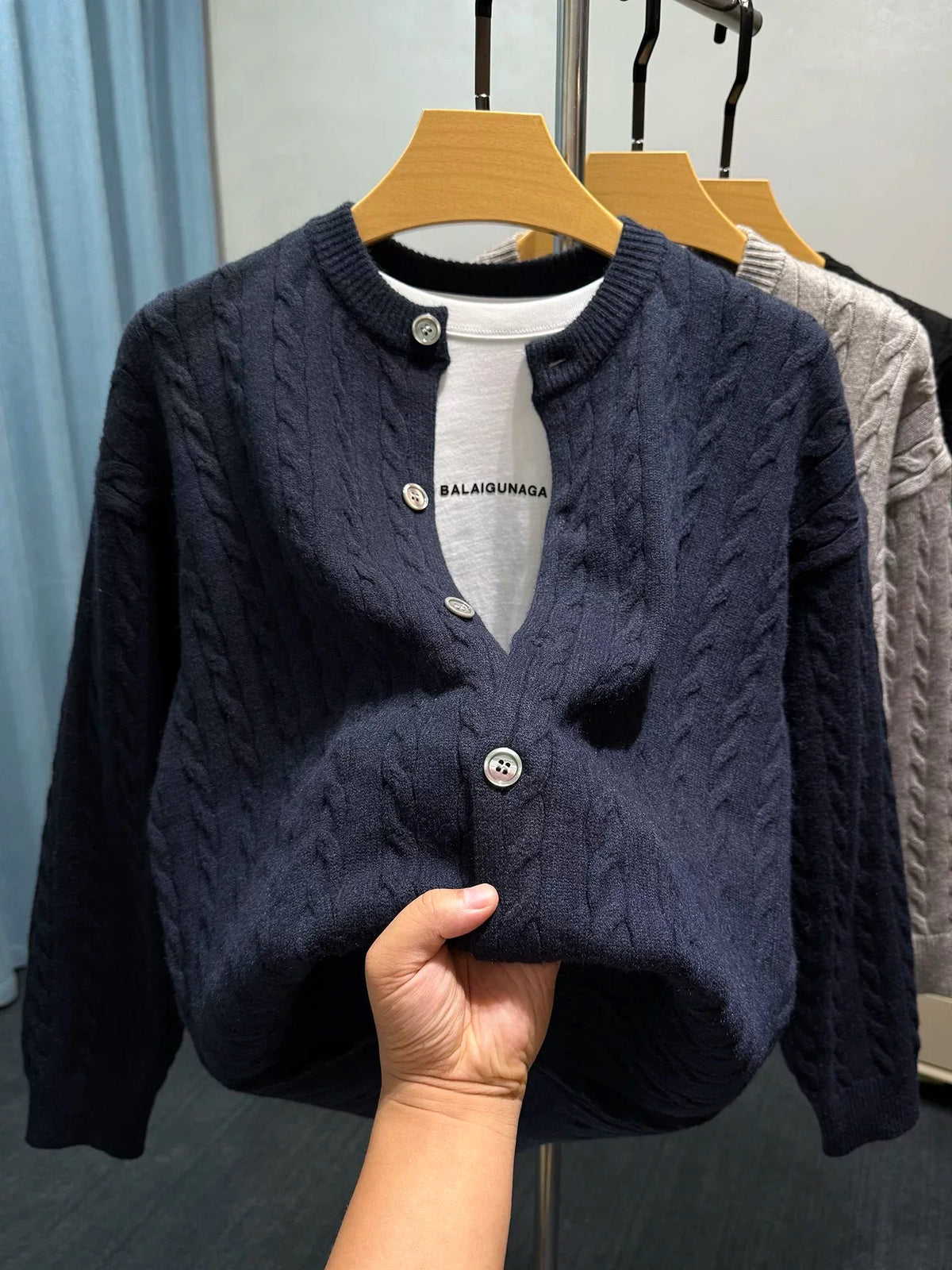 Luxury Brand Jacquard Round Neck Sweater Cardigan Men's Autumn Winter Trend Classic Paul Embroidery Loose Casual Knitted Coat