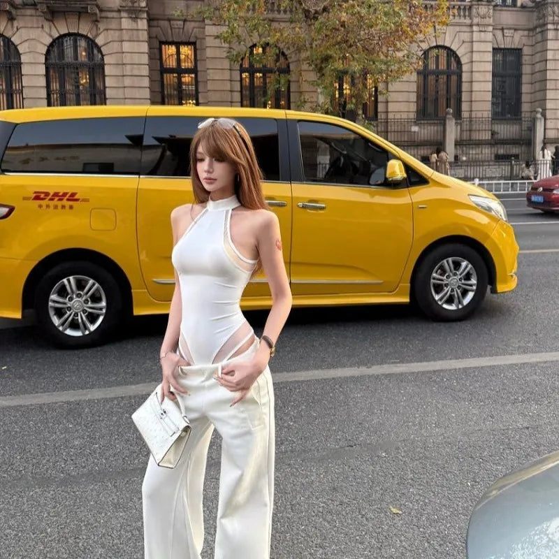 2026 Summer Fashion New Women's Design High-end Jumpsuit Street Style Hanging Neck Slim and Sexy Jumpsuit Top