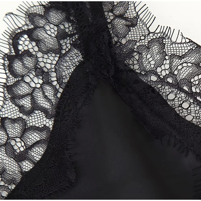Sexy Solid Sling Lace Dress For Women Fashion Off Shoulder Backless High Waist Mini Vestido 2025 Chic Lady Party Holiday Dresses