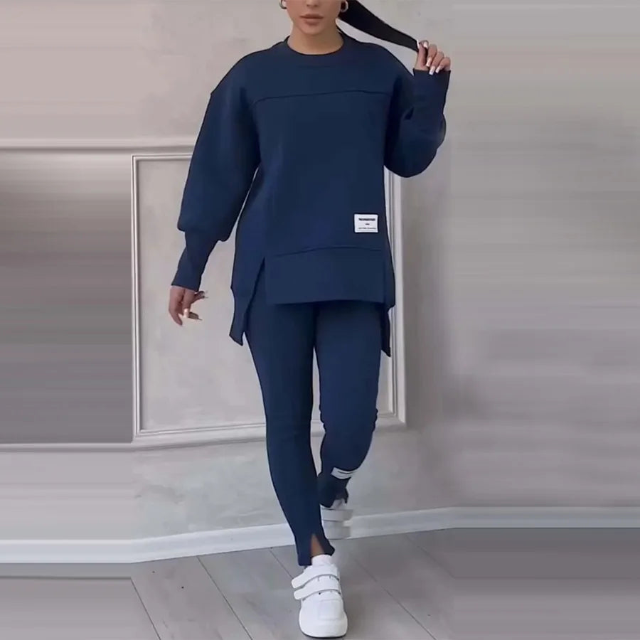 New Women's Fashion Casual Sweatshirt + Trousers Cover Autumn Winter O Neck Long-sleeved Hoodie Women's Suit Sports 2piece Set
