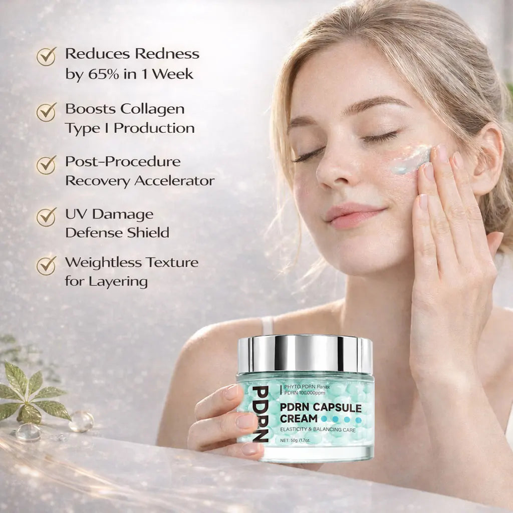 PDRN Pink Collagen Capsule Cream with Salmon, Lightweight Moisturizing Cream, Niacinamide for Uneven Skin Tone, Glow Hydration