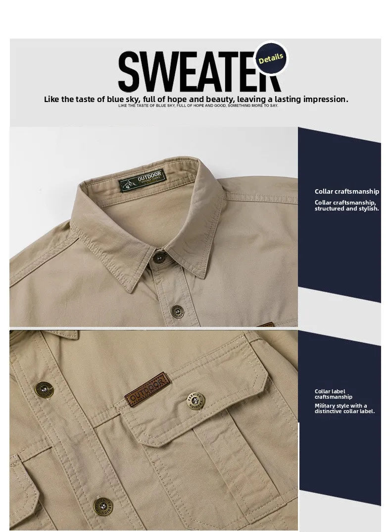 Men's Long Sleeve Outdoor Workwear Shirt Breathable Comfortable Cotton Sweat Absorbent Casual Business Style Loose Fit Spring...