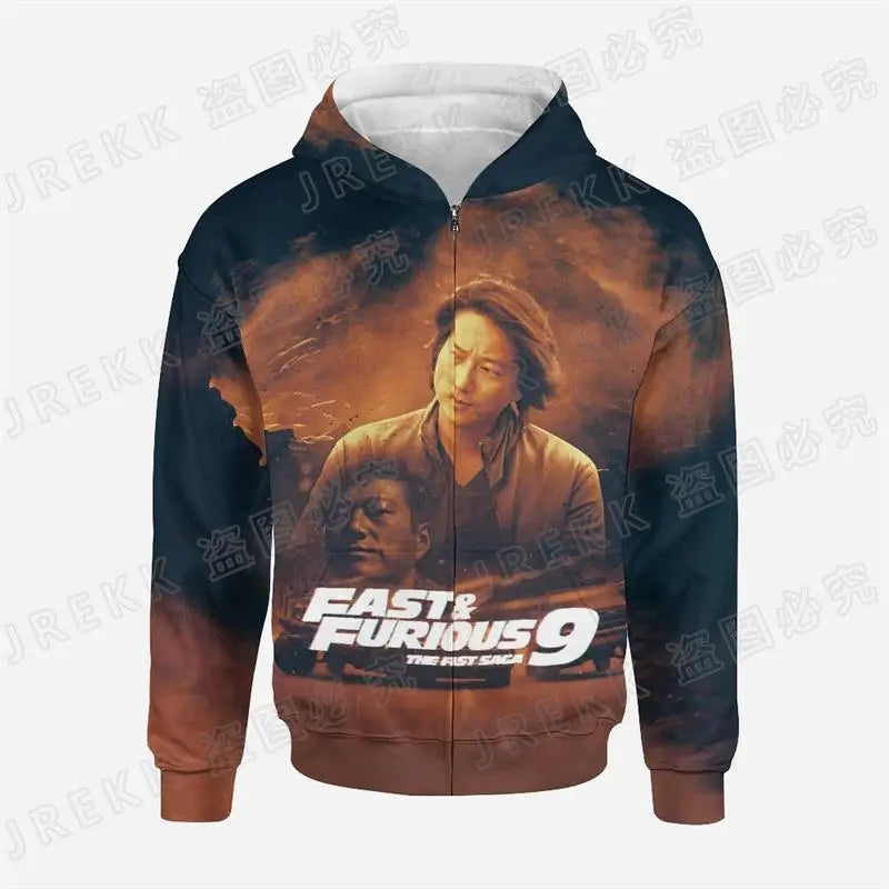 Fast & Furious 3D Print Men Children Zip Hoodie Streetwear Hot Selling Road Racer Style Spring And Autumn Jacket Sweatshirt