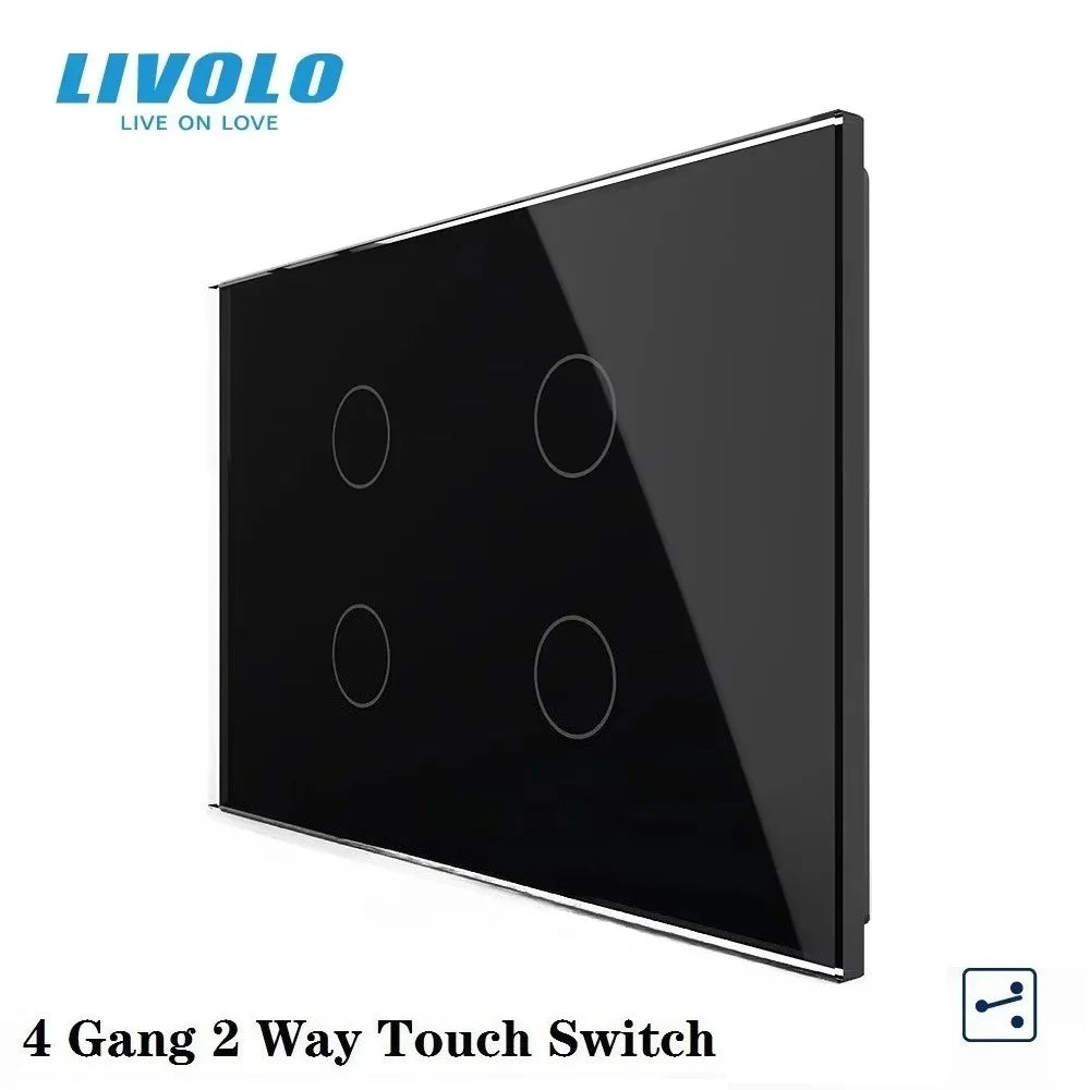 Livolo US/AU Standard Wall Touch Switch Crystal Glass Panel Touch Control Light Switch AC 110~250V/50~60Hz