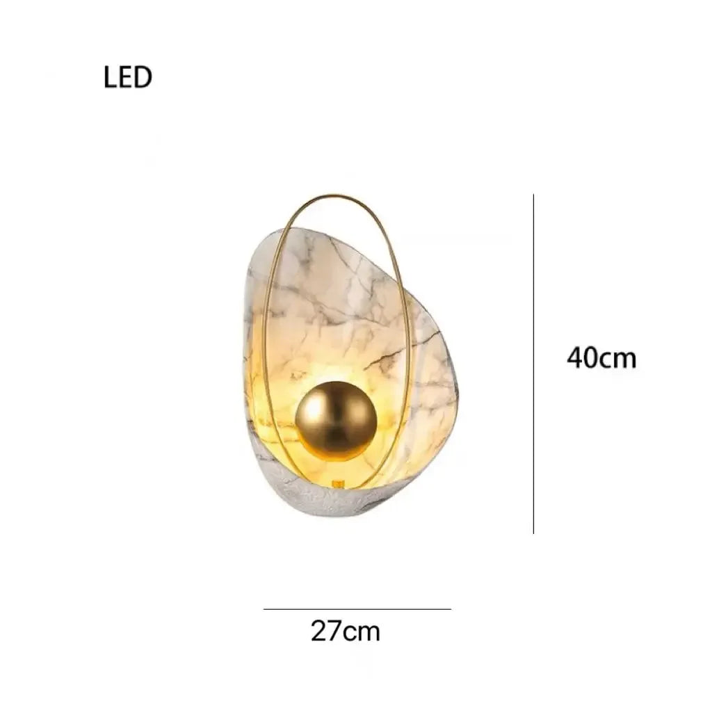 Nordic Modern Light Luxury Marble Wall Lamp Bedroom Background Led Lighting Decoration Creativity Mirror Aisle Sconce Indoor