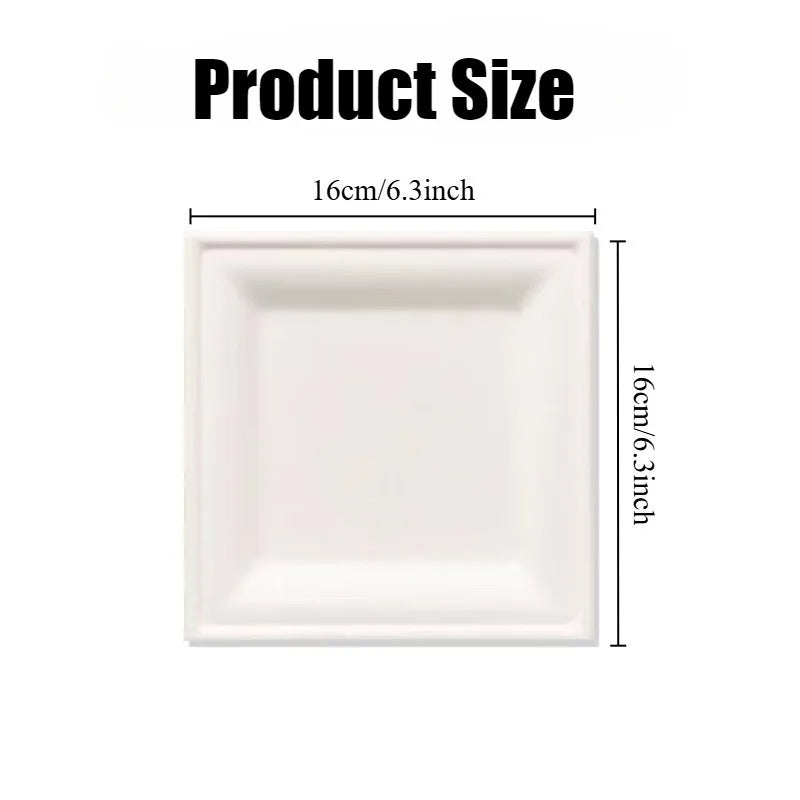 Disposable Square Plates Household Kitchen Restaurant Fruit Salad Dessert Appetizer Birthday Party Christmas Picnics Tableware