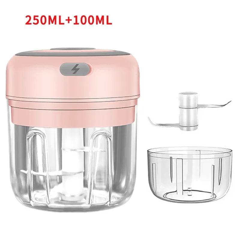 Electric Garlic Chopper 100/250ML Mini Portable Veggie Chopper Garlic Grinder Masher Onion Chopper Blender to Vegetable