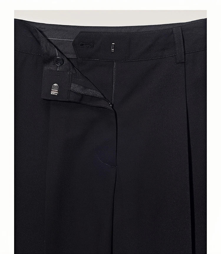 High Waist Suit Short Pants Women's Casual Loose Straight Leg Pants Summer Five Parts Outwear Comfortable Polyester Fiber