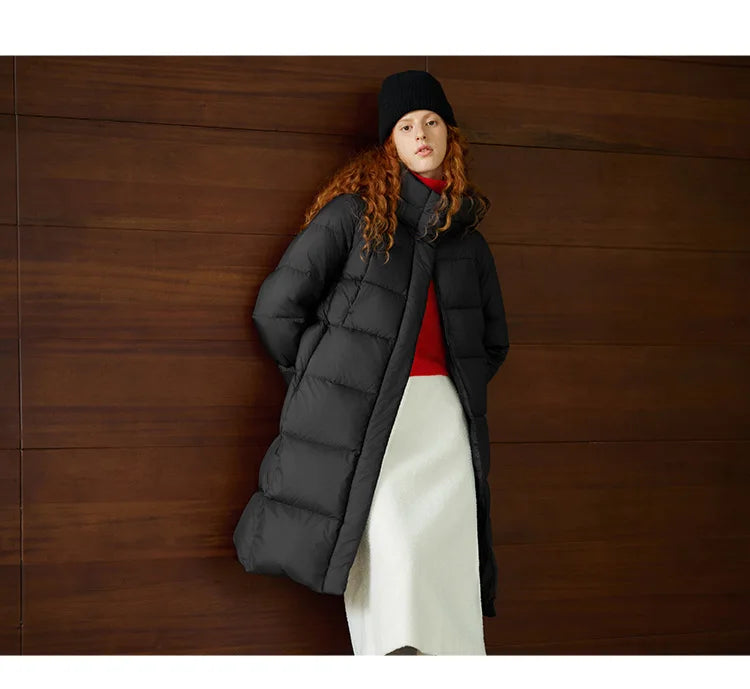 Semir Long Down Jacket Women Waterproof Hooded Coat 2025 Winter New Loose Girls' Jacket Multi-Color Thicken Windbrake Down Coat