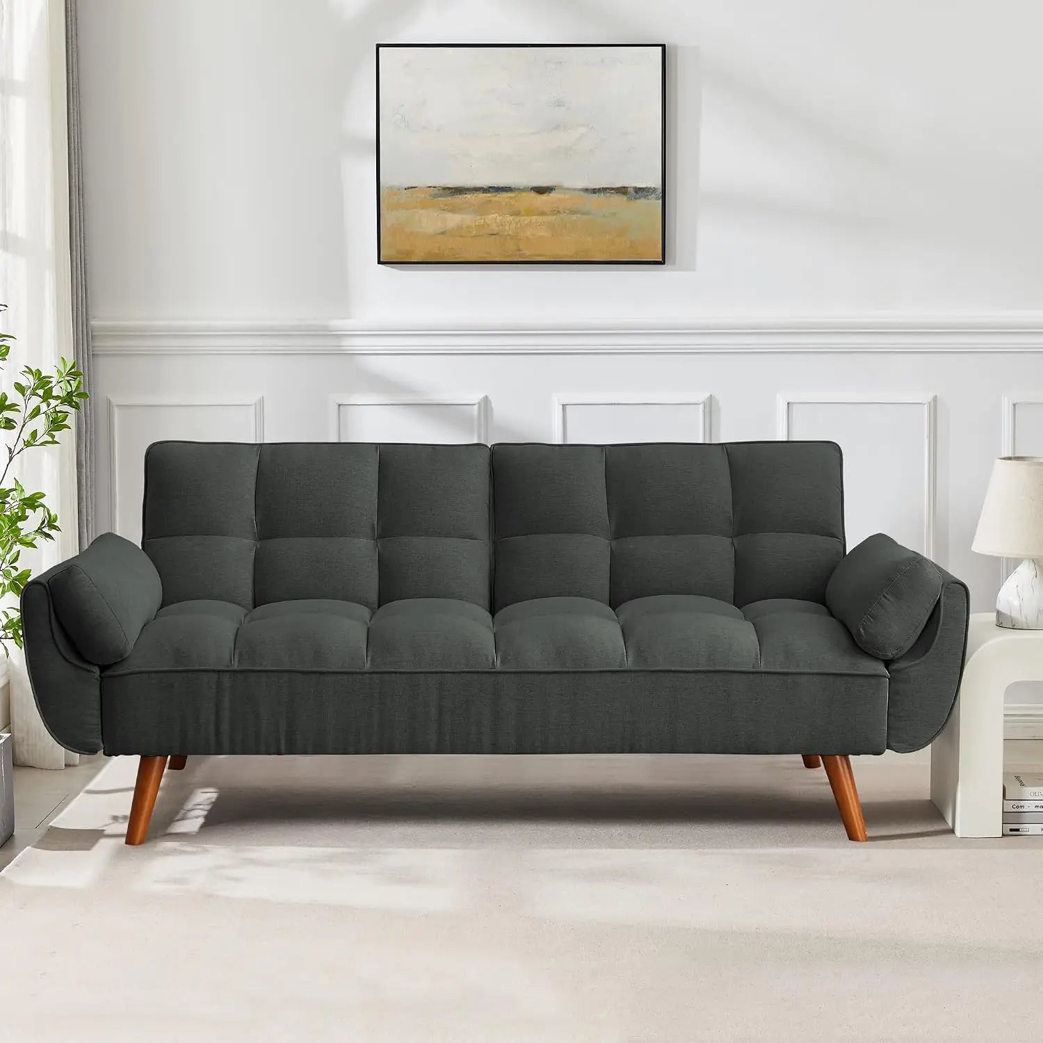 Modern Convertible Sleeper Sofa, 75" Twin Futon with Adjustable Split Backrest for Living Room Small Spaces, Grey, Customized