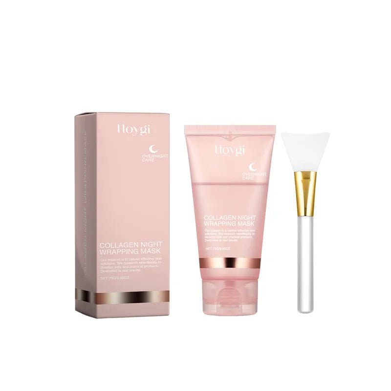 Collagen Overnight Wrapping Peel Off Facial Mask Set Korean Collagen Night Wrapping Mask Deeply Hydrates Night Care Mask Cream