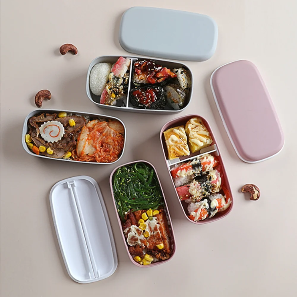 New Portable Leak-proof Food  Double-layer Bento Box Lunch Box  Lunch Box for Kids Food Container Food Storage Snack