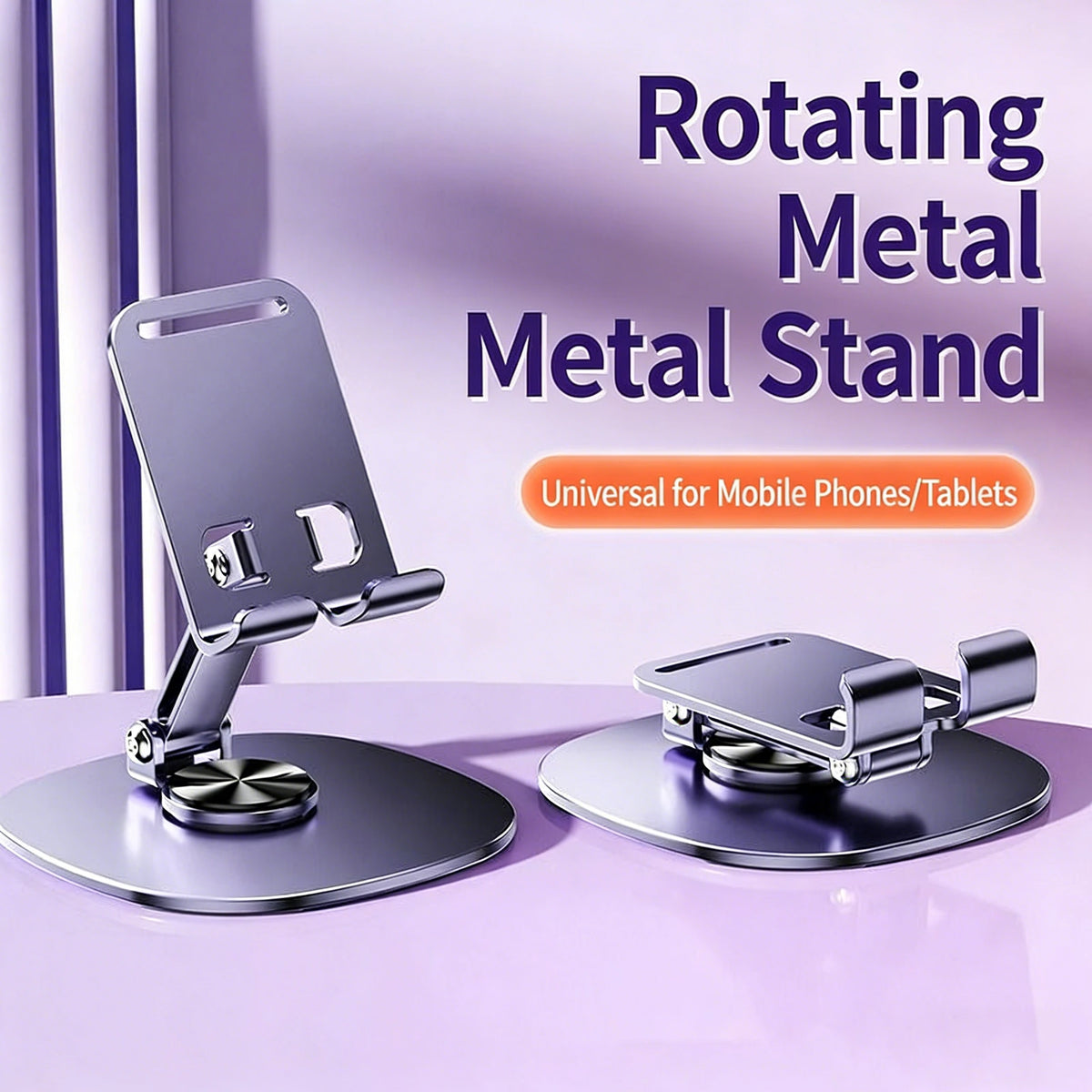 Foldable Universal Metal Phone Desk Stand Rotatable for Live Broadcasts And Lazy Height Adjustment Tablet Support