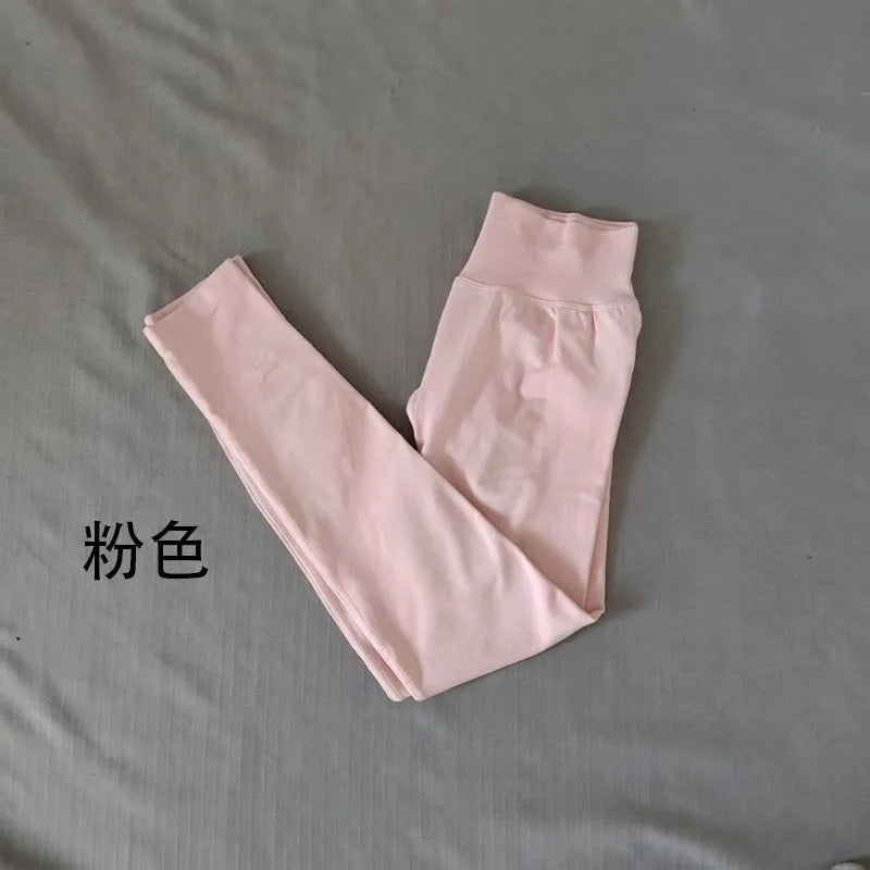 Denyf Seamless Sports Leggings Women's Hip Yoga Leggings Quick-Drying Fitness Tights Solid Color Training Hip Customizable Label