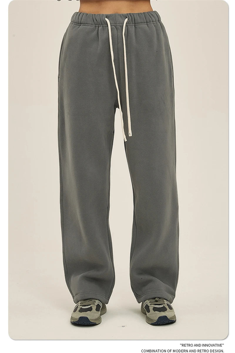 ZODF 2025 Men Casual Winter 350sm Fleece Pants Unisex Loose Soft Comfortable Sport Solid Straight Trousers HY0643