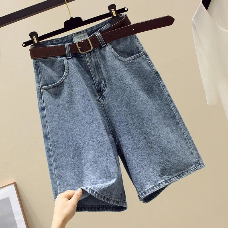 High Waist Denim Shorts Women's Loose Wide Leg Pants Five Parts Summer New Style Casual Comfortable Blue Jeans High Waist Shorts