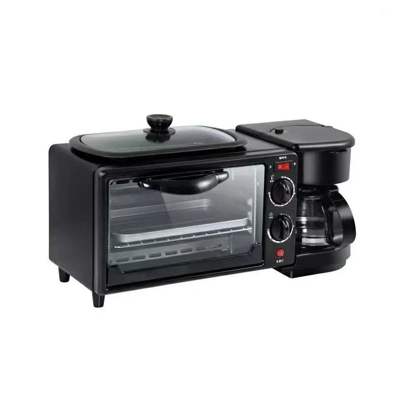 Multifunctional 110V/220V 3 In 1 Breakfast Machine Mini Toaster Oven with Timer