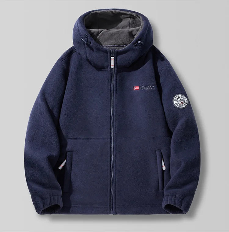 New Winter Men Hooded Polar Fleece Jackets Warm Coats High Quality Men Outdoors Winter Coats Fashion Loose Down Jackets Size 3XL