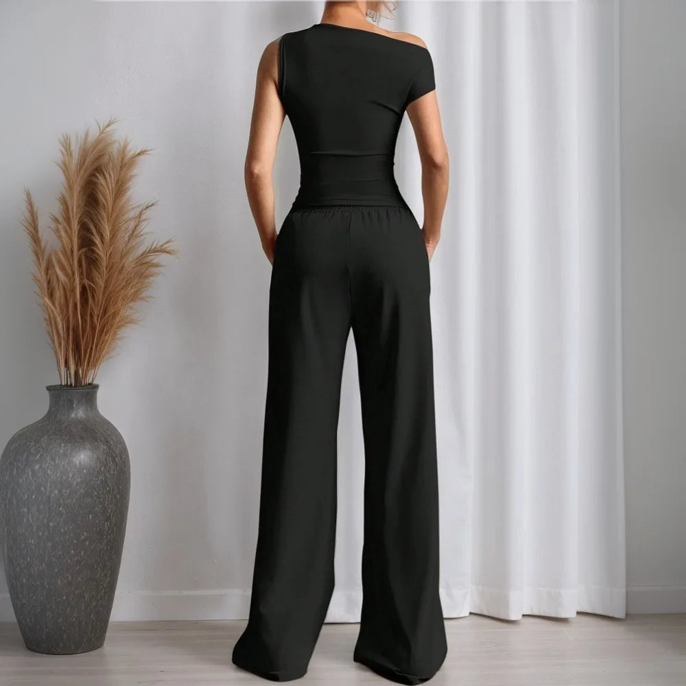 Summer Women Solid Sleeveless Vest Long Pants Fashion Set Sexy Casual Two Piece
