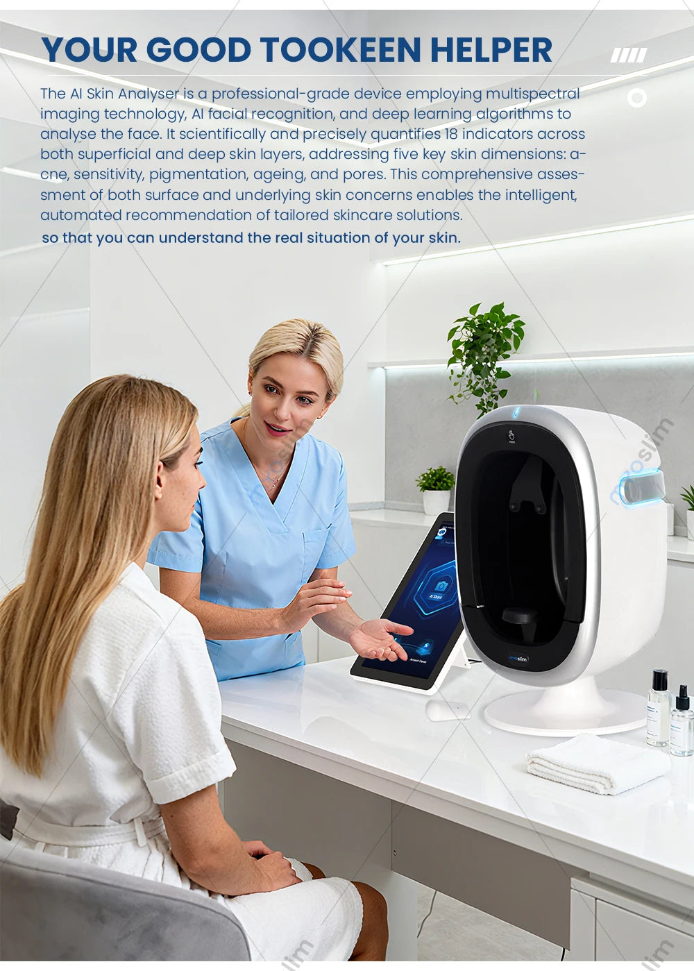 O1pro Portable 3D AI Scanner Facial & Scalp Dual Use Analysis Machine Professional Skin Condition Detector Beauty Salon Device