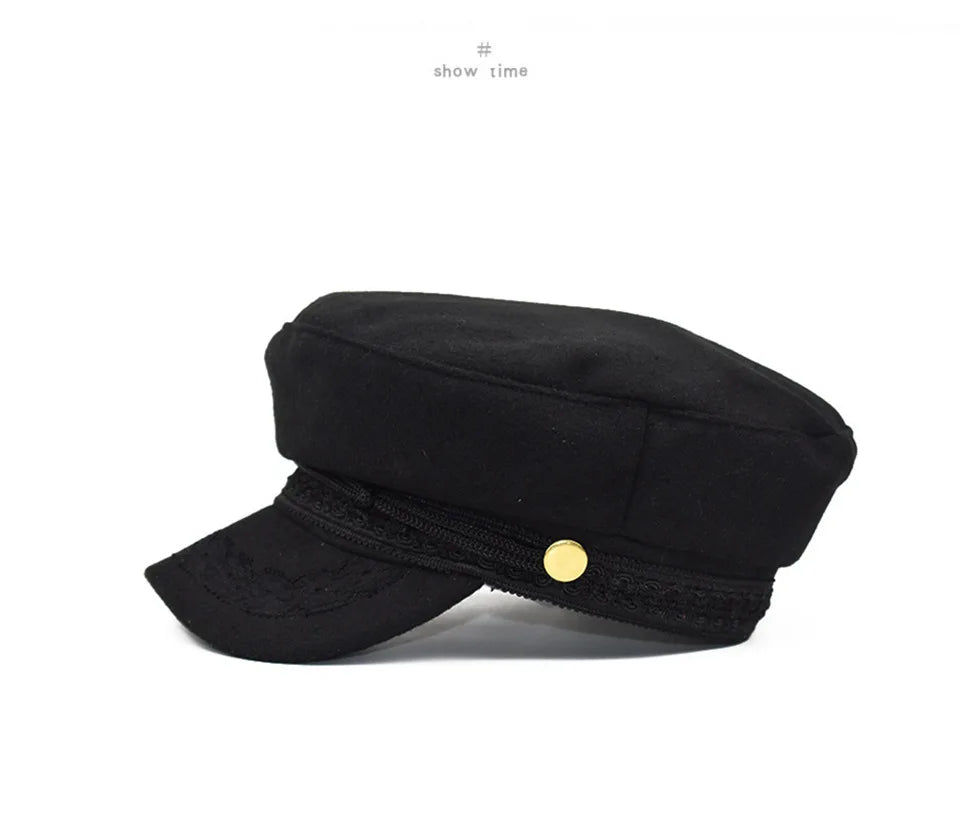 Winter Hats For Women Winter Cap Wool Hat Female Button Baseball Cap Sun Visor Hat Gorras Casquette Black Fall Boina Bone