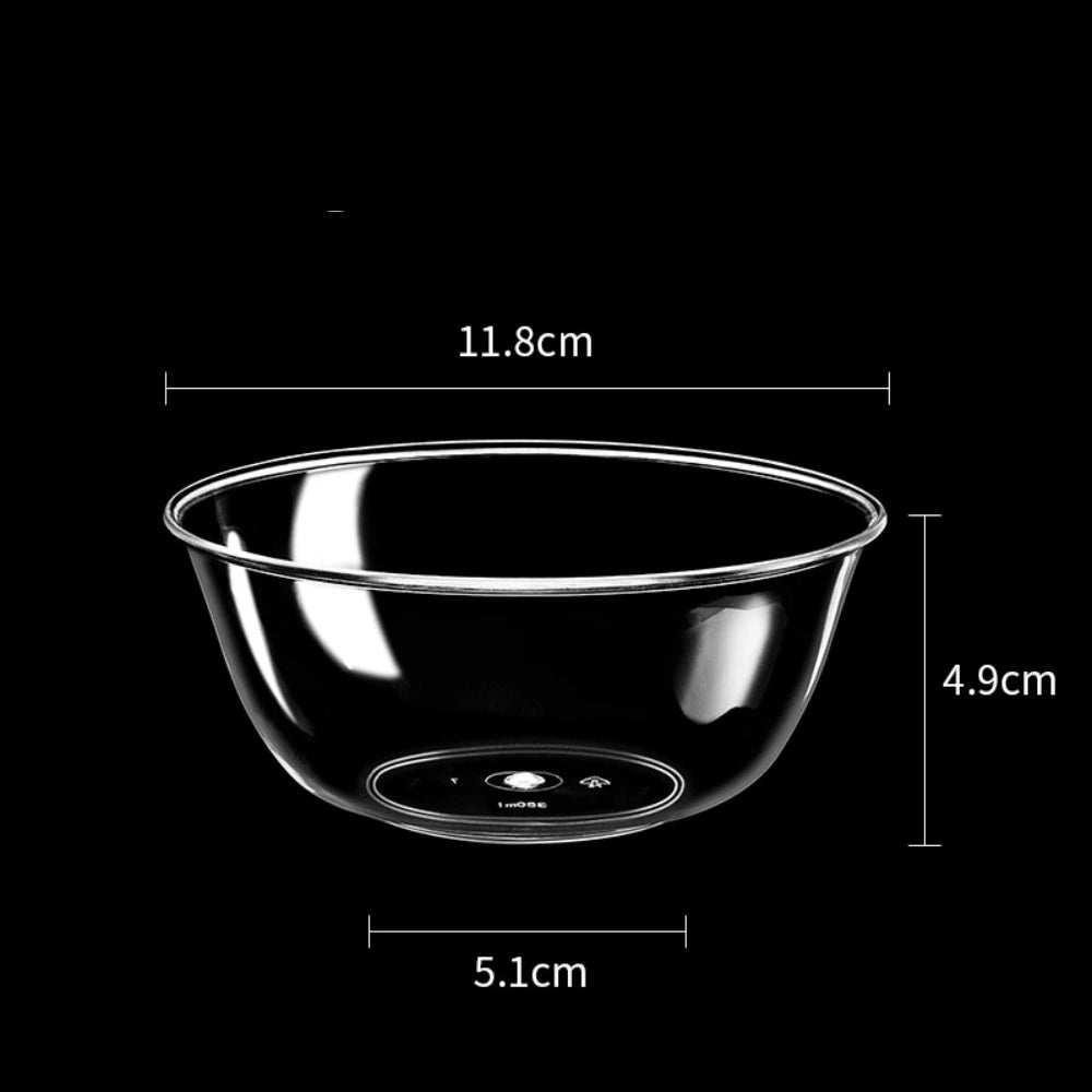 25PCS Food Grade Plastic Disposable Lunch Bowl Thick Kitchen Accessories Hot Pot Tableware Transparent Round Lunch Bowl