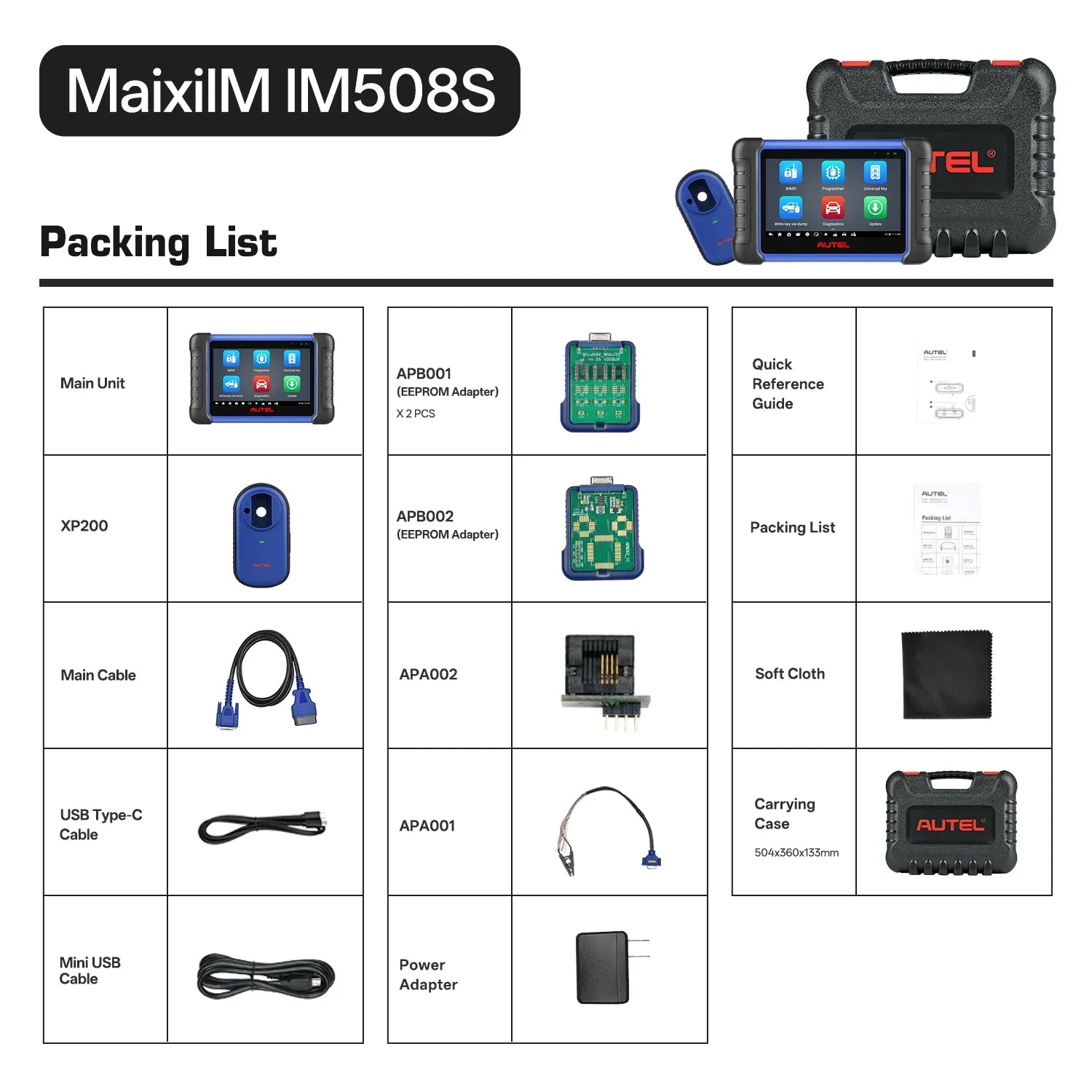 Autel MaxiIM IM508S Car Key Fob Programmer IMMO Tool Auto Key Programming Tool Key Learning Full System Diagnostic Scanner Tool