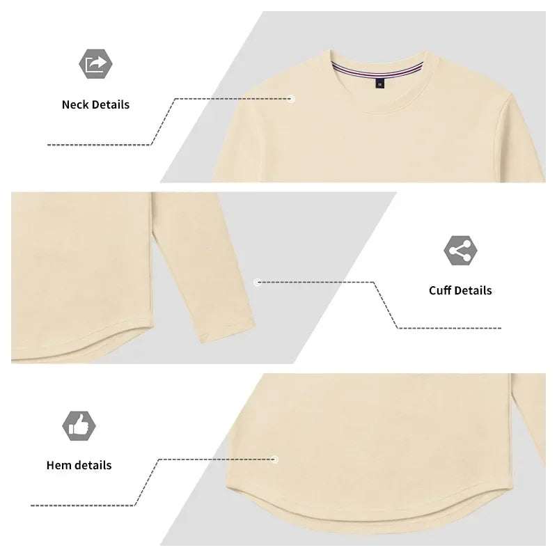 Autumn and Winter Men's Thin Casual Crew Neck Pullover Loose Versatile Breathable Commuter Long Sleeve Bottom T-Shirt