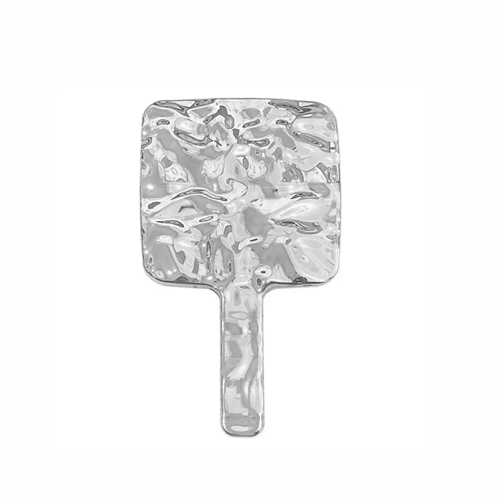 Beauty High Definition Handheld Mirror Liquid Shape Silver Makeup Mirror Fashion Travel Vanity Mirror Household