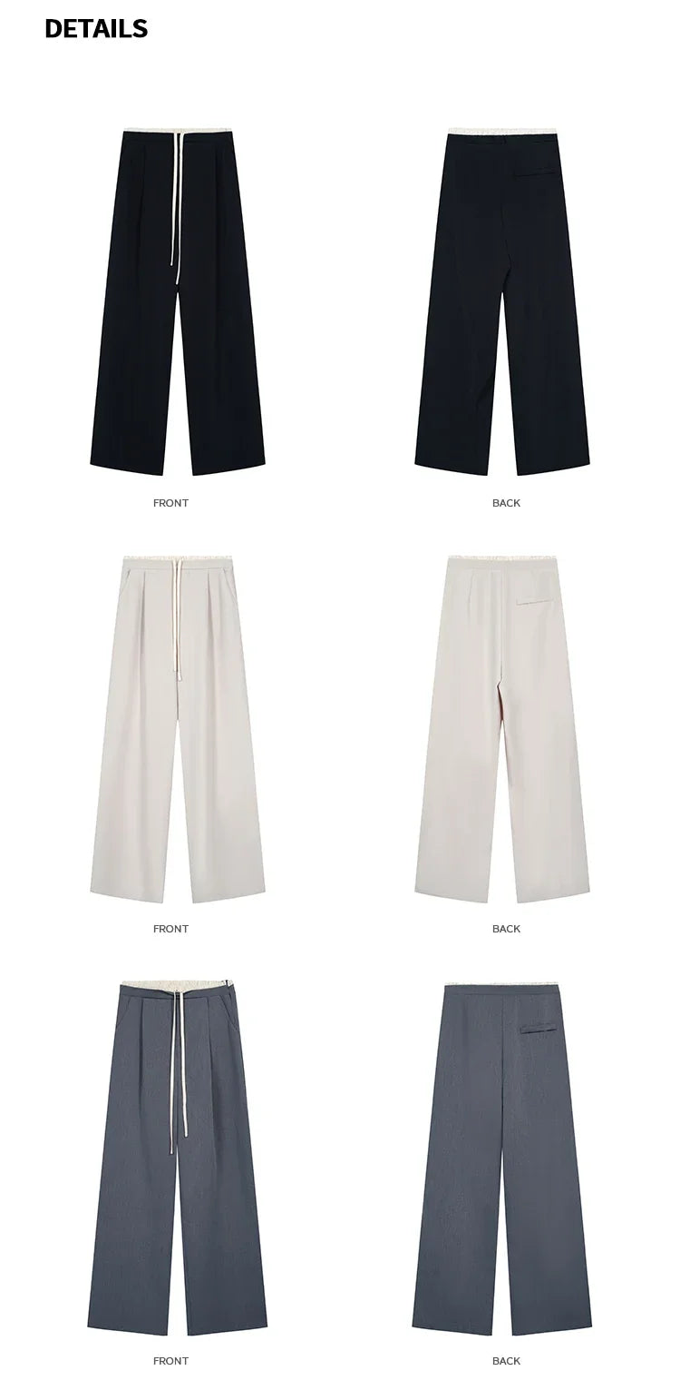 Elastic Waist Drawstring Loose Slim Casual Versatile Trousers 2026 Autumn New High Waist Women Wide Leg Suit Pants