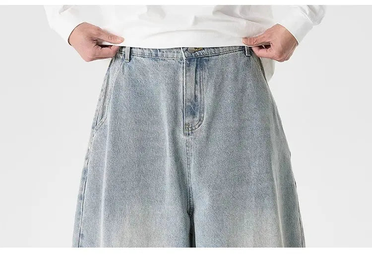 Streetwear Men Wide Leg Denim Pants Harajuku Baggy Jeans Male Casual Oversized Jean Trousers Men Fashion Large Size 5XL