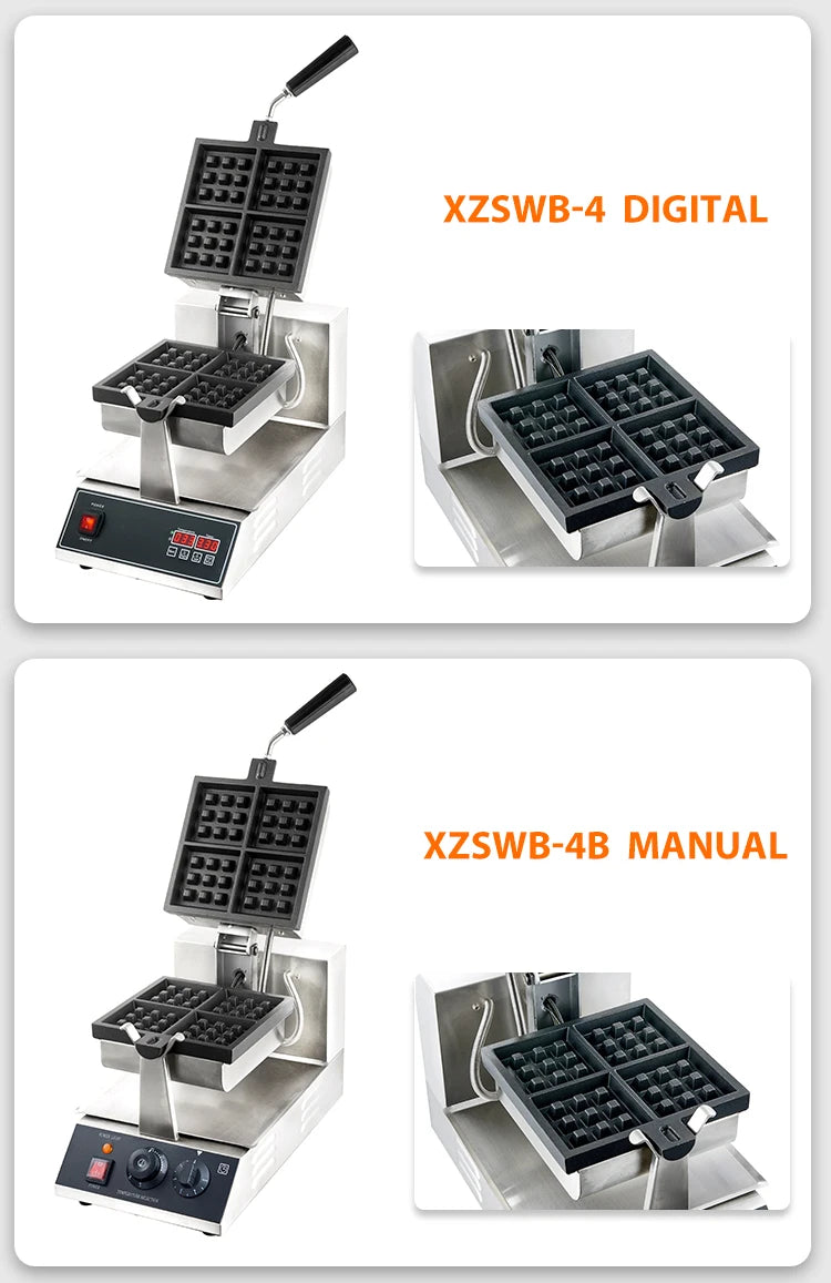 Croffle Maker Commercial Honeycomb Shape Waffle Making Machine Electric 4 Slice Square Waffle Maker